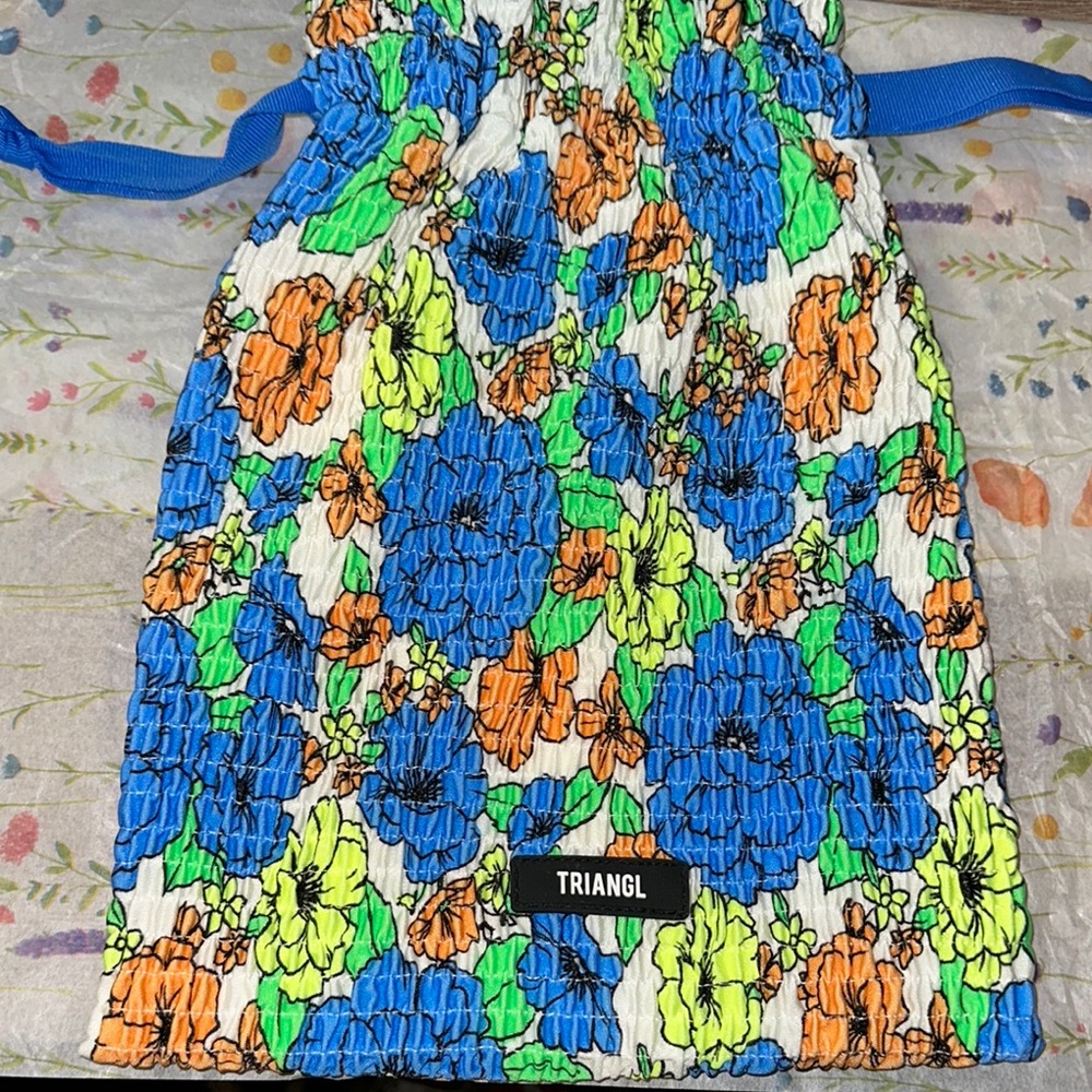 Triangl  Blue Green Mosaic Drawstring Bag